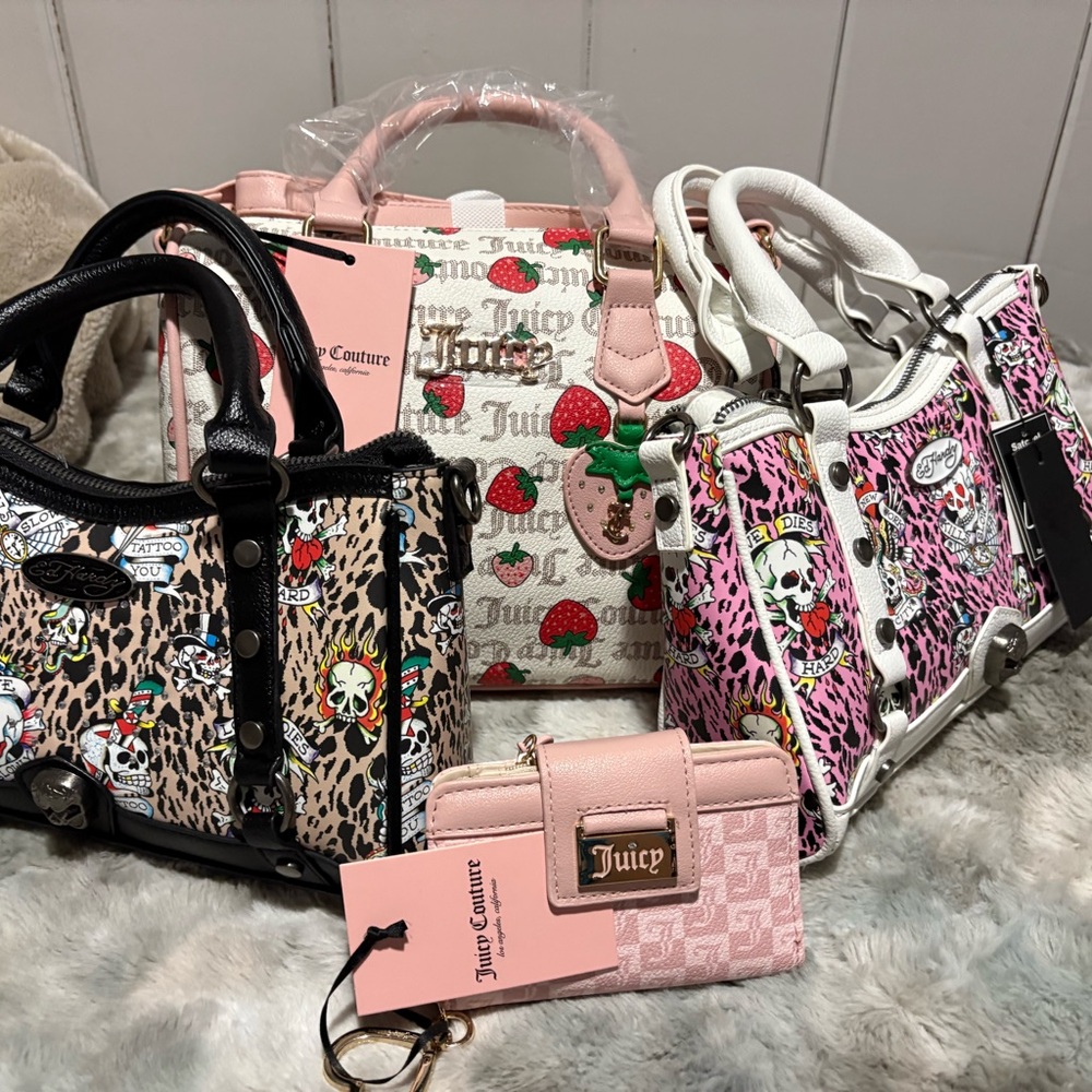 Juicy Couture Pink and Black Satchel Collection - Picture 1 of 3